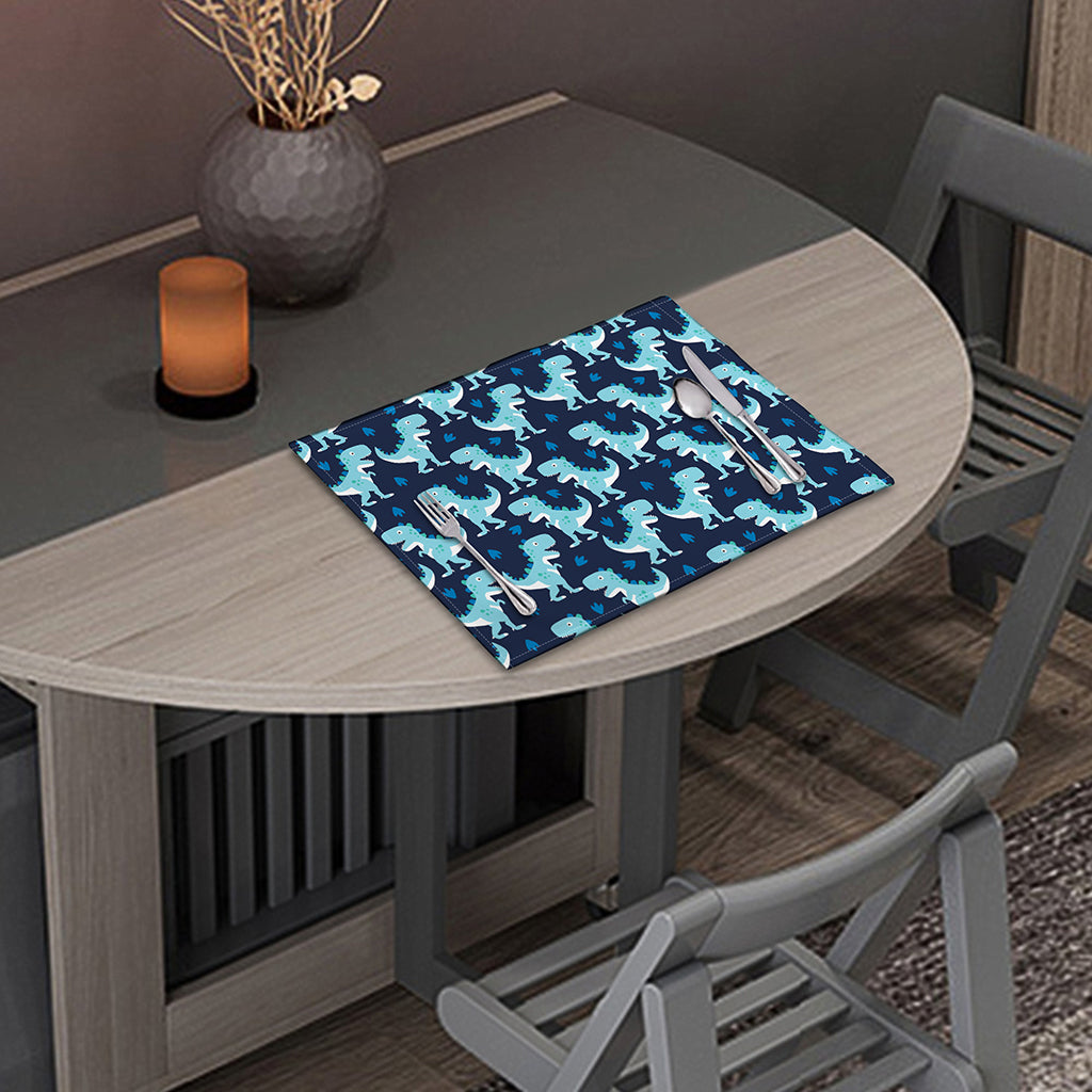 Cute Blue T-Rex Dinosaur Pattern Print Placemat