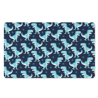 Cute Blue T-Rex Dinosaur Pattern Print Polyester Doormat