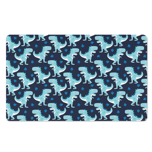 Cute Blue T-Rex Dinosaur Pattern Print Polyester Doormat