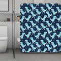 Cute Blue T-Rex Dinosaur Pattern Print Polyester Shower Curtain