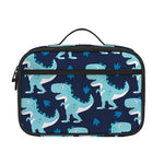 Cute Blue T-Rex Dinosaur Pattern Print Portable Lunch Bag