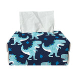 Cute Blue T-Rex Dinosaur Pattern Print Rectangle Tissue Box Cover