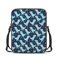 Cute Blue T-Rex Dinosaur Pattern Print Rectangular Crossbody Bag