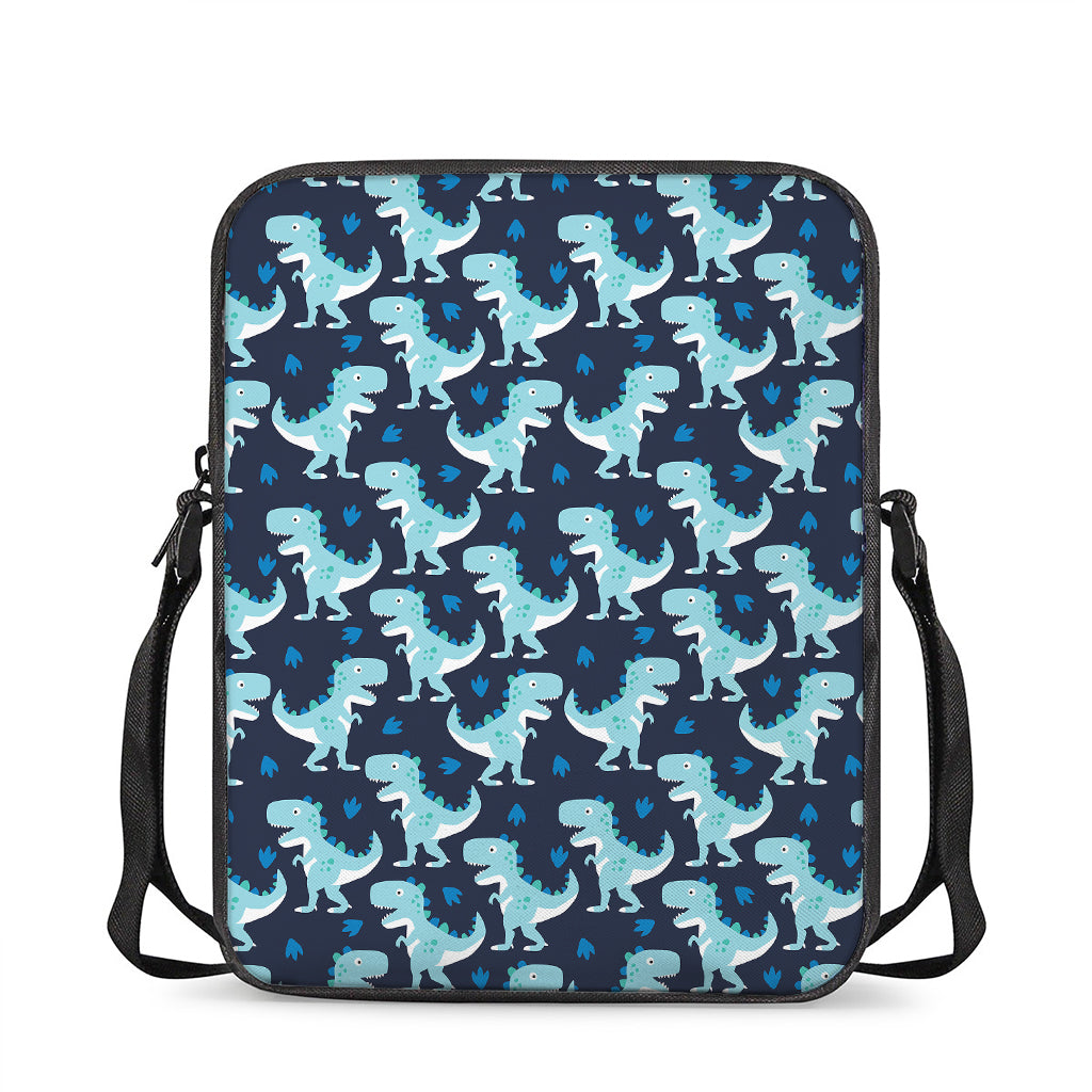 Cute Blue T-Rex Dinosaur Pattern Print Rectangular Crossbody Bag