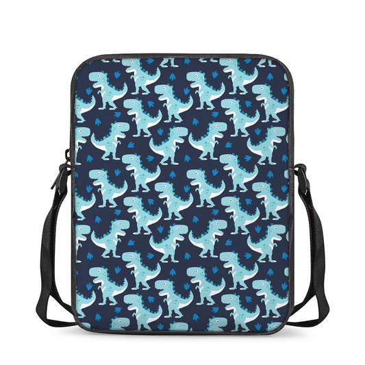 Cute Blue T-Rex Dinosaur Pattern Print Rectangular Crossbody Bag