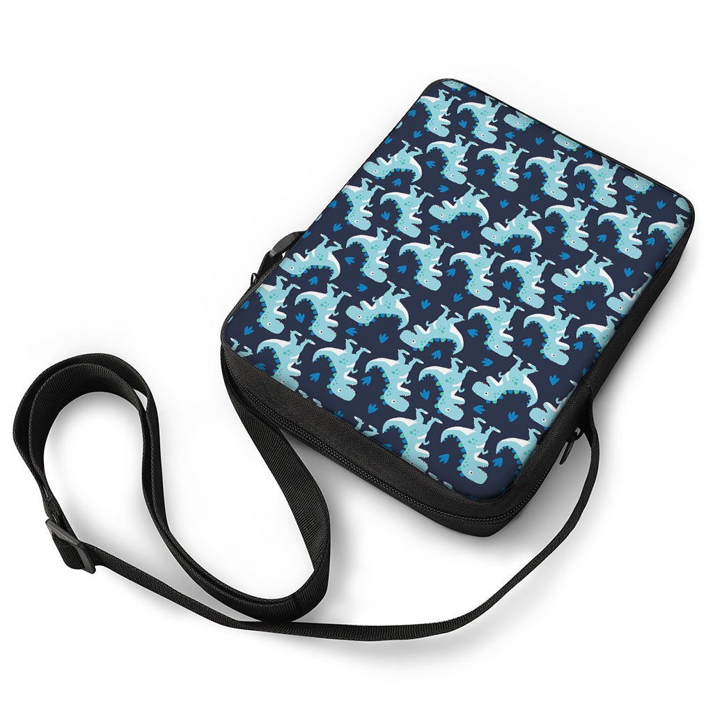 Cute Blue T-Rex Dinosaur Pattern Print Rectangular Crossbody Bag