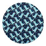 Cute Blue T-Rex Dinosaur Pattern Print Round Blanket