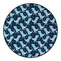 Cute Blue T-Rex Dinosaur Pattern Print Round Floor Mat