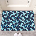 Cute Blue T-Rex Dinosaur Pattern Print Rubber Doormat