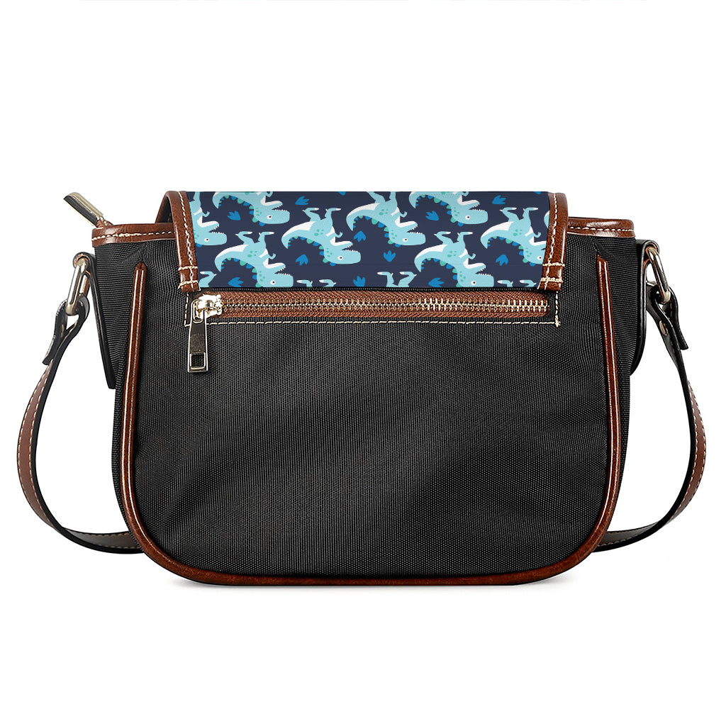 Cute Blue T-Rex Dinosaur Pattern Print Saddle Bag