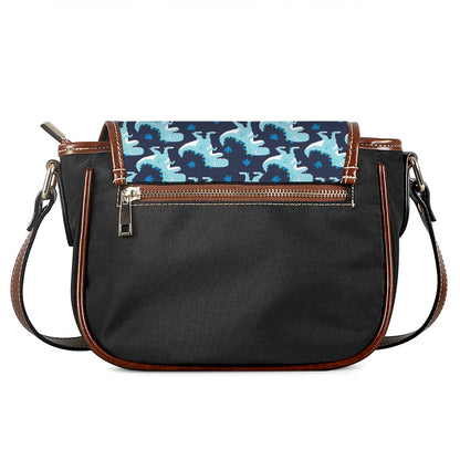 Cute Blue T-Rex Dinosaur Pattern Print Saddle Bag