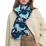 Cute Blue T-Rex Dinosaur Pattern Print Scarf