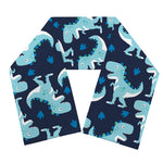 Cute Blue T-Rex Dinosaur Pattern Print Scarf
