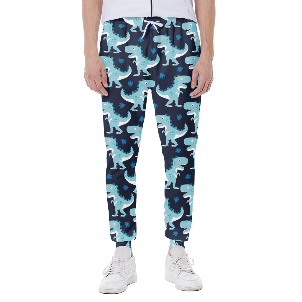 Cute Blue T-Rex Dinosaur Pattern Print Scuba Joggers