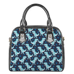 Cute Blue T-Rex Dinosaur Pattern Print Shoulder Handbag