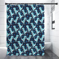 Cute Blue T-Rex Dinosaur Pattern Print Shower Curtain