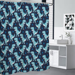 Cute Blue T-Rex Dinosaur Pattern Print Shower Curtain