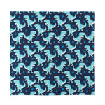 Cute Blue T-Rex Dinosaur Pattern Print Silk Bandana