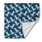 Cute Blue T-Rex Dinosaur Pattern Print Silk Bandana