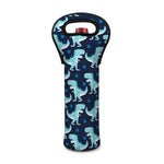 Cute Blue T-Rex Dinosaur Pattern Print Single Neoprene Wine Tote