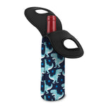Cute Blue T-Rex Dinosaur Pattern Print Single Neoprene Wine Tote