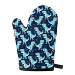 Cute Blue T-Rex Dinosaur Pattern Print Single Oven Mitt