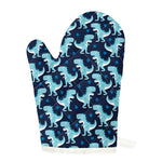 Cute Blue T-Rex Dinosaur Pattern Print Single Oven Mitt