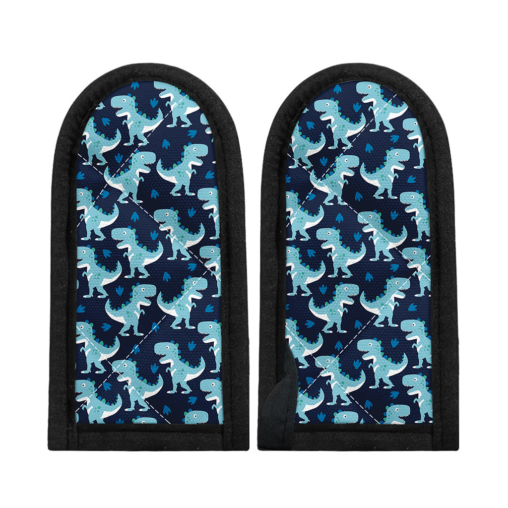 Cute Blue T-Rex Dinosaur Pattern Print Skillet Handle Cover