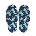 Cute Blue T-Rex Dinosaur Pattern Print Slippers