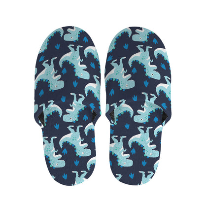 Cute Blue T-Rex Dinosaur Pattern Print Slippers