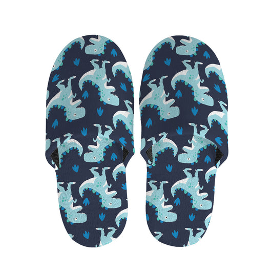 Cute Blue T-Rex Dinosaur Pattern Print Slippers
