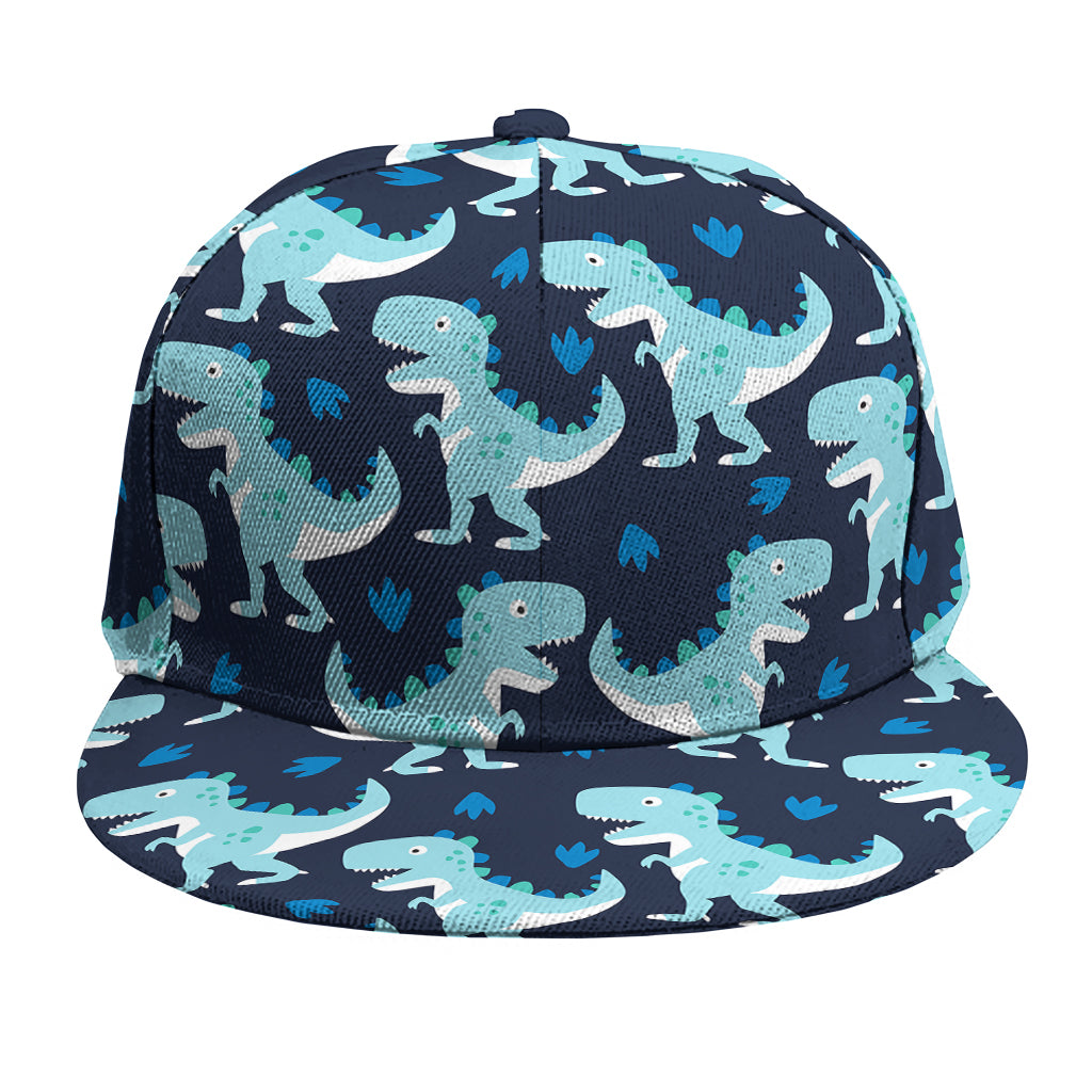 Cute Blue T-Rex Dinosaur Pattern Print Snapback Cap