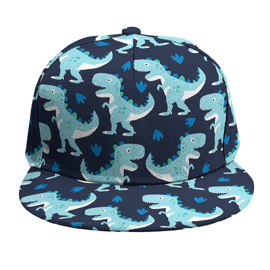 Cute Blue T-Rex Dinosaur Pattern Print Snapback Cap