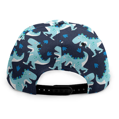 Cute Blue T-Rex Dinosaur Pattern Print Snapback Cap