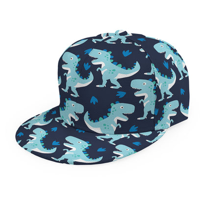Cute Blue T-Rex Dinosaur Pattern Print Snapback Cap