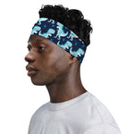 Cute Blue T-Rex Dinosaur Pattern Print Sports Headband