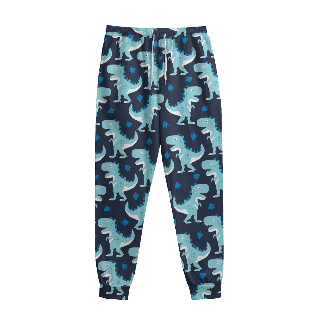 Cute Blue T-Rex Dinosaur Pattern Print Sweatpants