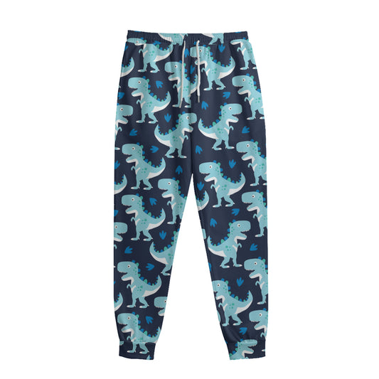 Cute Blue T-Rex Dinosaur Pattern Print Sweatpants