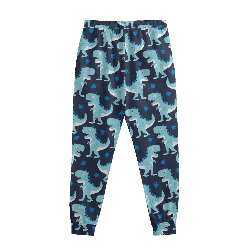 Cute Blue T-Rex Dinosaur Pattern Print Sweatpants