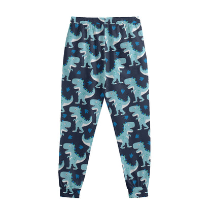 Cute Blue T-Rex Dinosaur Pattern Print Sweatpants