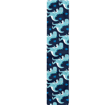 Cute Blue T-Rex Dinosaur Pattern Print Table Runner