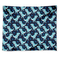 Cute Blue T-Rex Dinosaur Pattern Print Tapestry