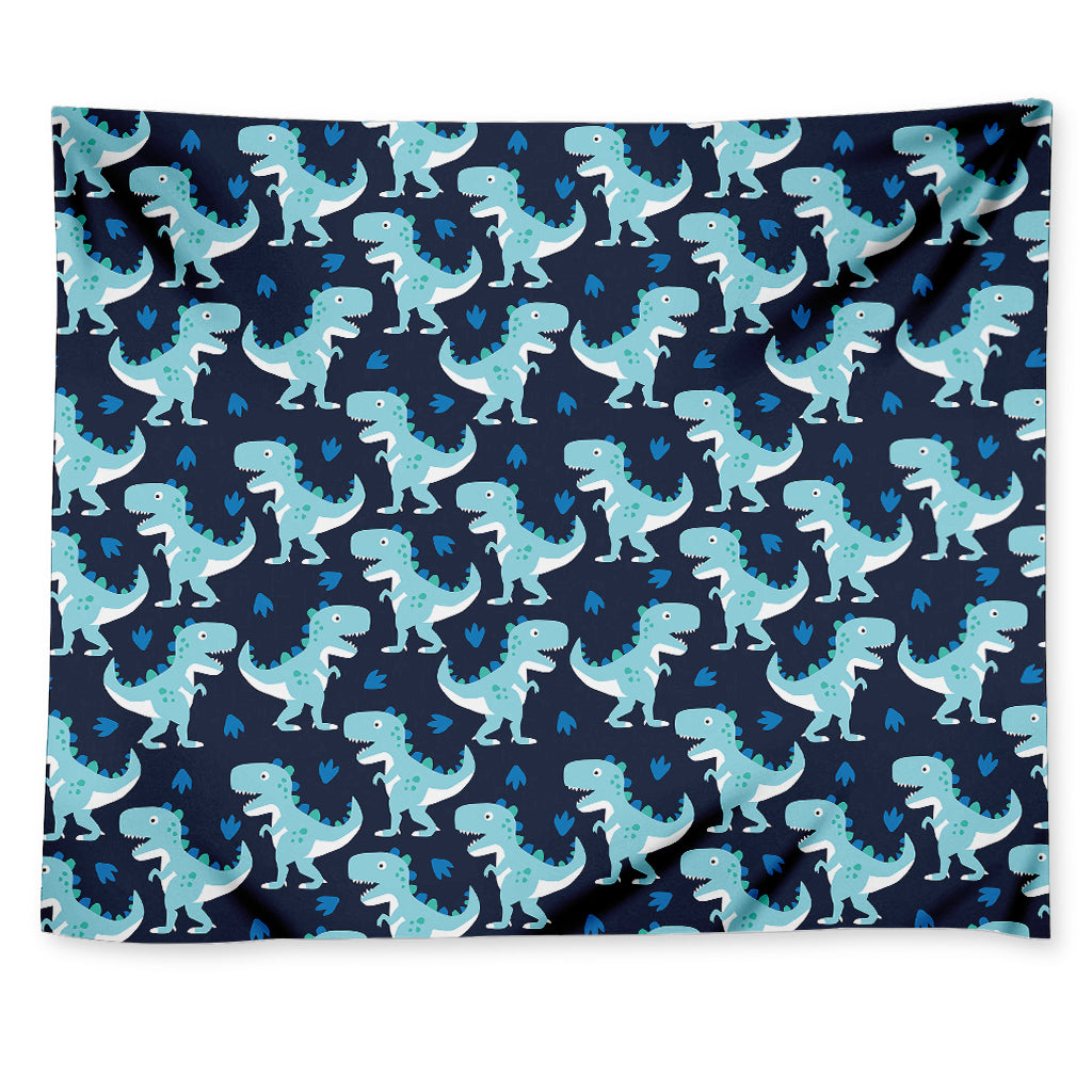 Cute Blue T-Rex Dinosaur Pattern Print Tapestry