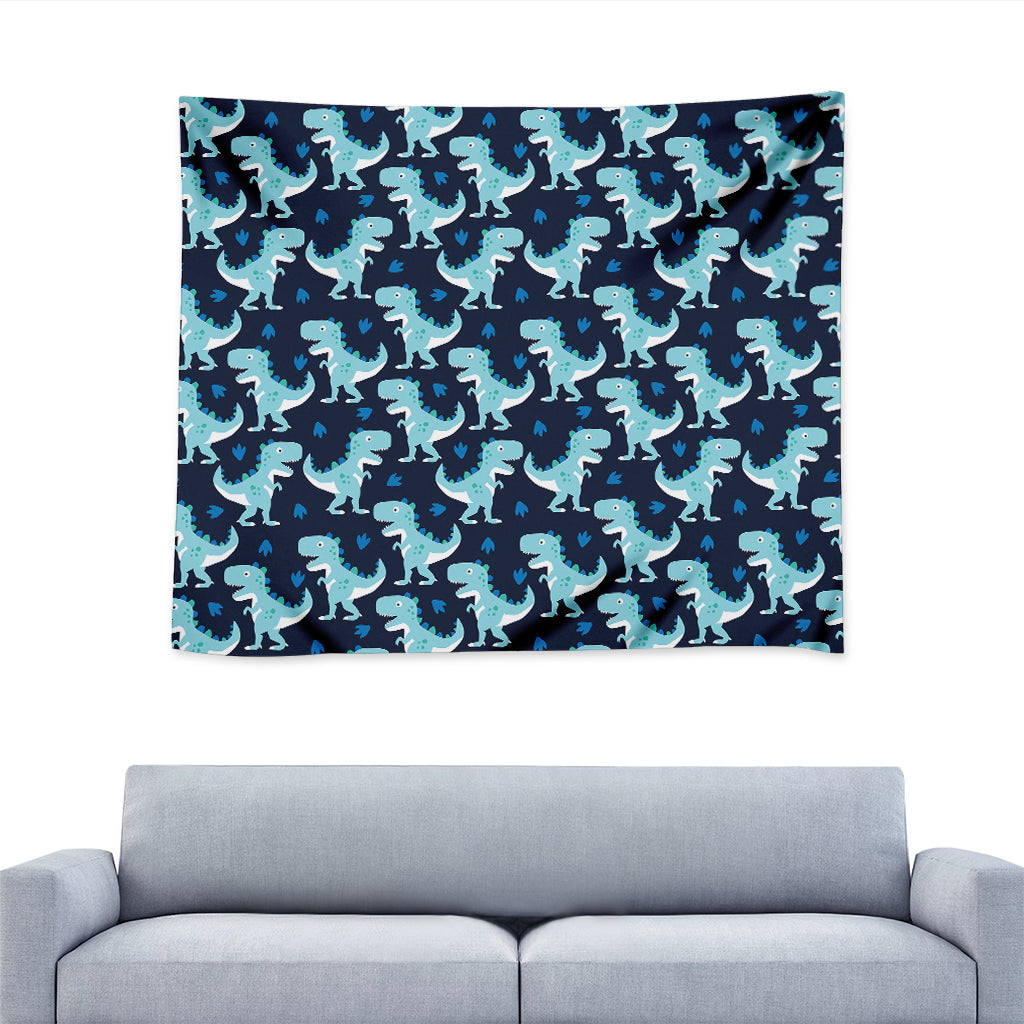 Cute Blue T-Rex Dinosaur Pattern Print Tapestry