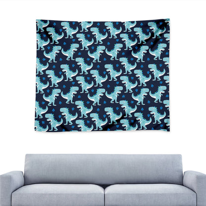 Cute Blue T-Rex Dinosaur Pattern Print Tapestry