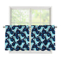 Cute Blue T-Rex Dinosaur Pattern Print Tier Curtains
