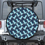 Cute Blue T-Rex Dinosaur Pattern Print Tire Cover
