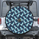 Cute Blue T-Rex Dinosaur Pattern Print Tire Cover With Camera Hole