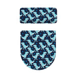 Cute Blue T-Rex Dinosaur Pattern Print Toilet Lid And Tank Cover Set
