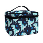Cute Blue T-Rex Dinosaur Pattern Print Travel Makeup Bag